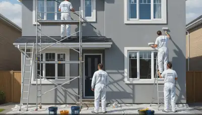 Pasadena, CA house painting contractor applying durable exterior finish to local home