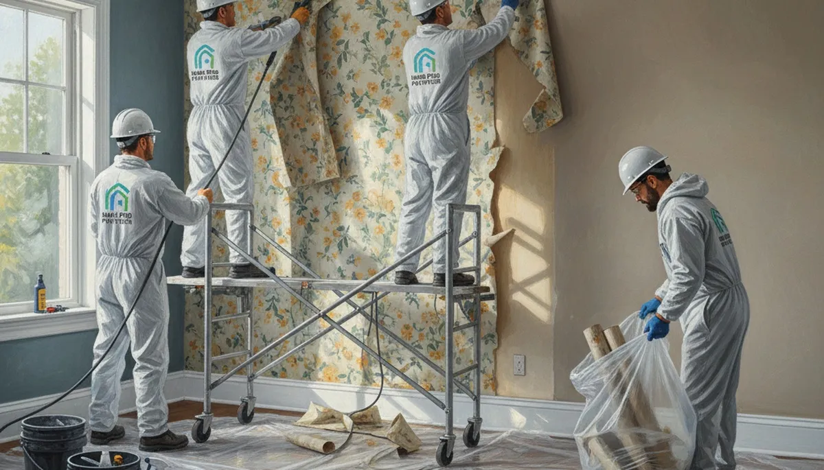 Pasadena, CA wallpaper removal service by paint contractors preparing walls for a smooth finish