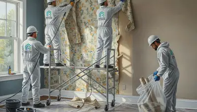 Pasadena, CA wallpaper removal service by paint contractors preparing walls for a smooth finish